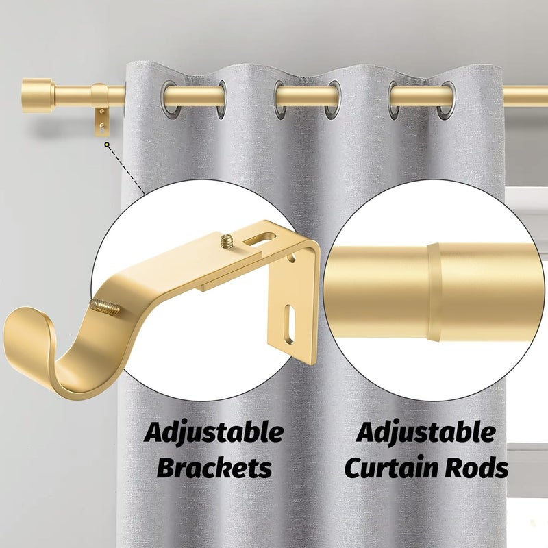 GEEBOBO Gold Curtain Rods for Windows 28 to 48 Inch, 1 Inch Adjustable Heavy Duty Easy Install Curtain Rods Set for Outdoor, Patio, Farmhouse, Bedroom, Living Room (Gold, 30"-60") - Image 2